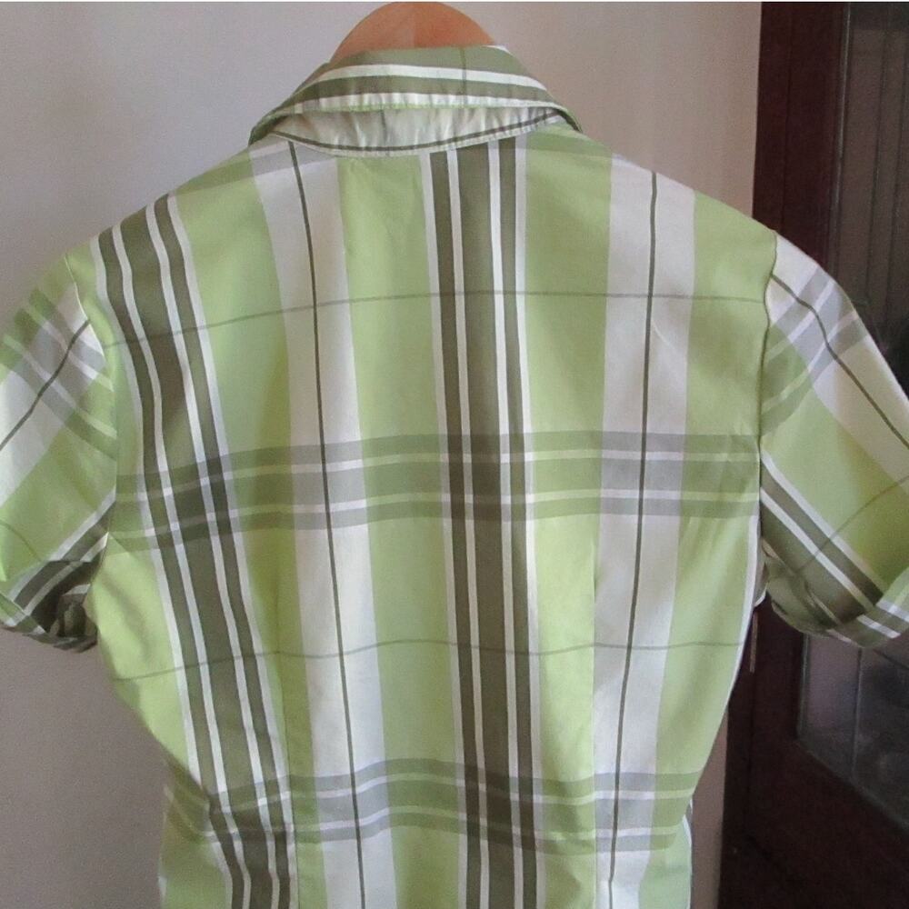 Vintage Jaclyn Smith Button Up Shirt M Green Plaid Short Sleeves Casual Prep 90s - Picture 12 of 17